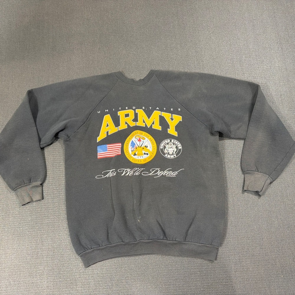 Vintage Army Crew Neck Sweatshirt XL Black 1992 United States Military Emblem